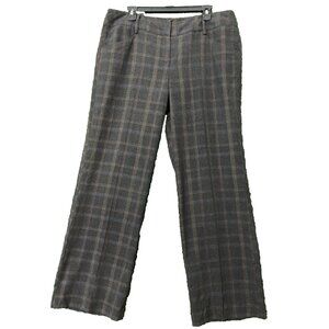 Sharagano Women Plaid Pants Dress Trouser Pants Size 16 Gray Brown Pockets